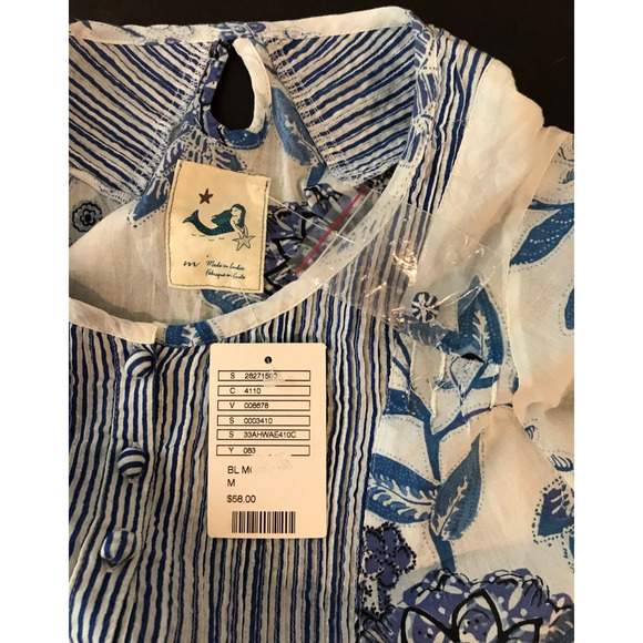 Anthropologie Mermaid Sea Holly Floral Tunic Top - Size Medium - New with Tag - Picture 9 of 11
